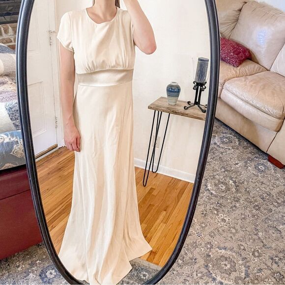 J Crew Champagne Silk Crepe Wedding Gown 12 - Picture 4 of 9